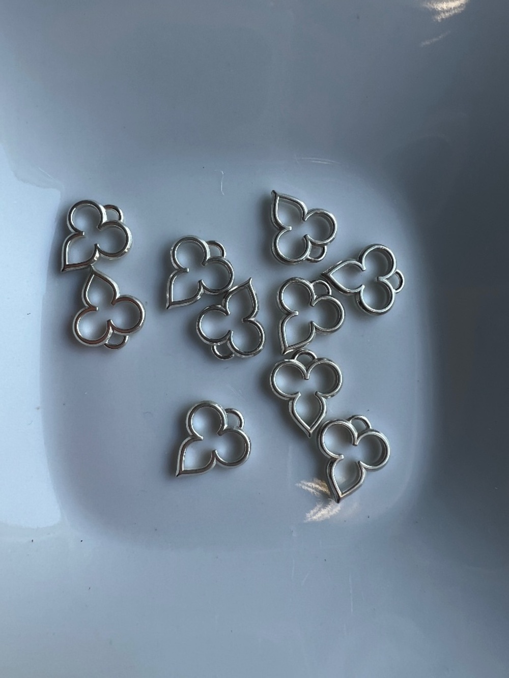 Sterling Silver Clover Charms for Jewelry Making - 10 Pieces